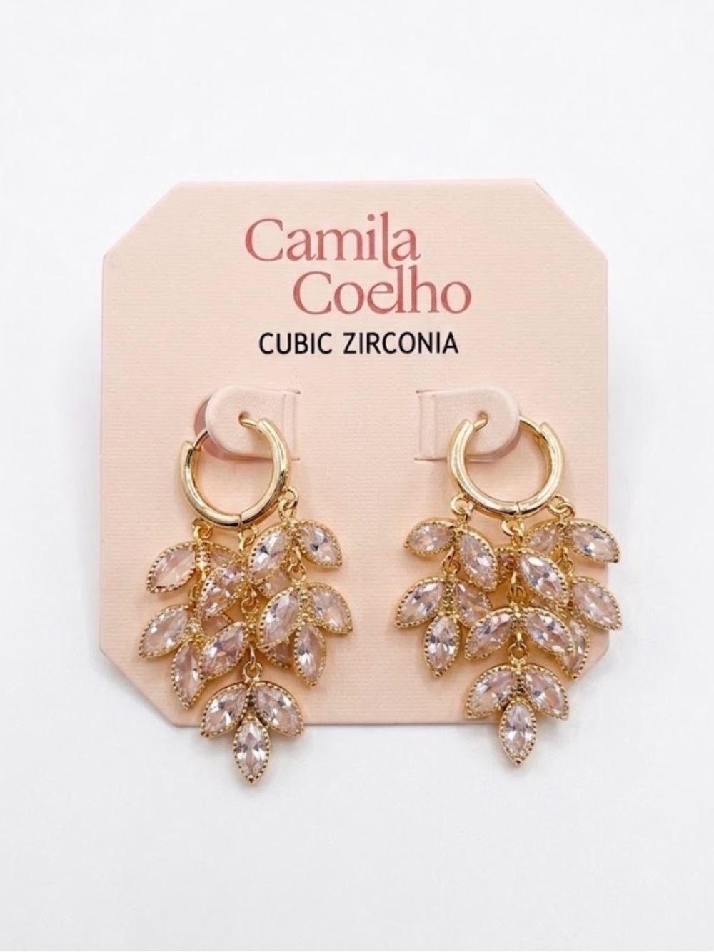 NWT ⚜️💎⚜️ CAMILA COELHO Cubic Zirconia Clusters Golden Toned Earrings